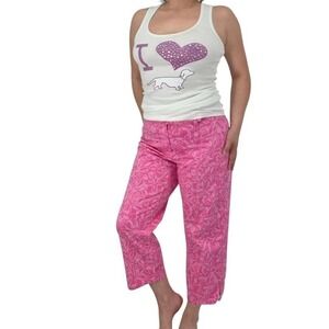 Worthington pink floral cotton y2k aesthetic capri pants Size 10 petite